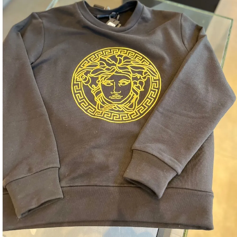 VERSACE  |Long Sleeves Plain Logo Outlet Hoodies & Sweatshirts