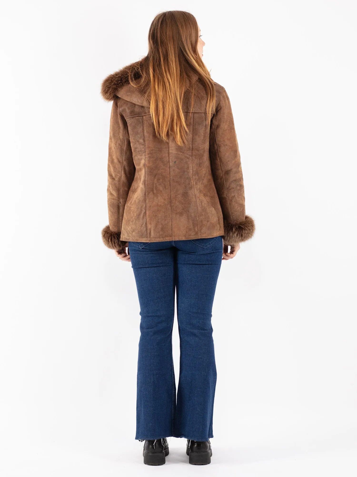 Vintage 90's Women Sheepskin Jacket in Brown