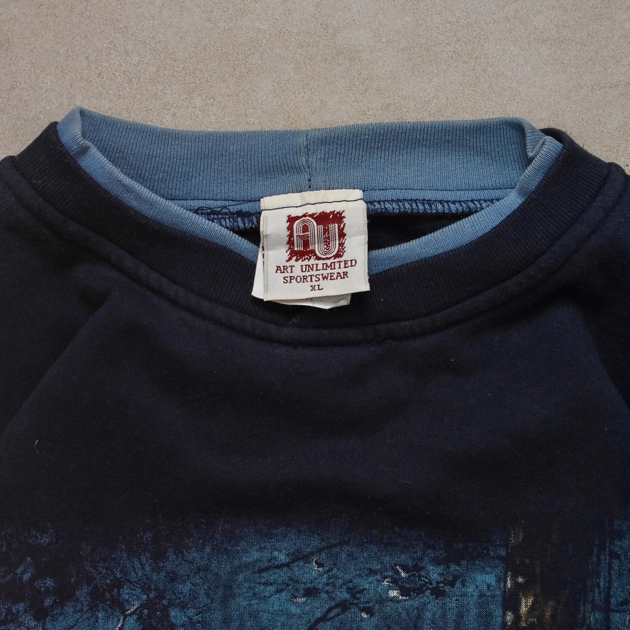 Vintage Art Unlimited Sportswear Navy Bear Graphic Sweater - XL