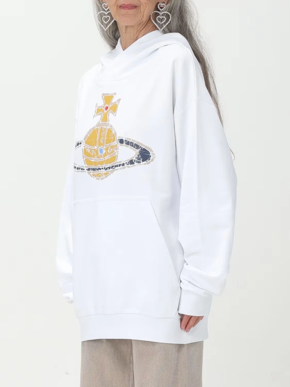 Vivienne Westwood  |Long Sleeves Plain Cotton Logo Hoodies & Sweatshirts