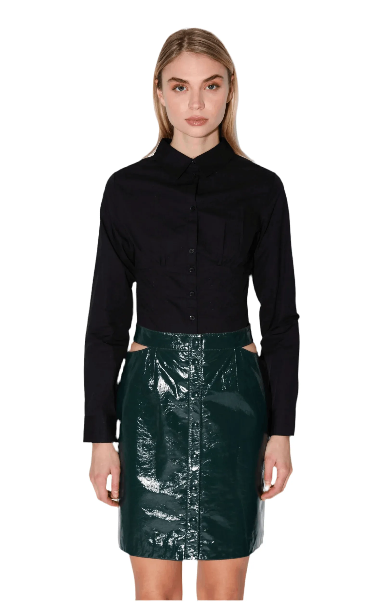 Walter Baker Viola Leather Skirt in Hunter Patent