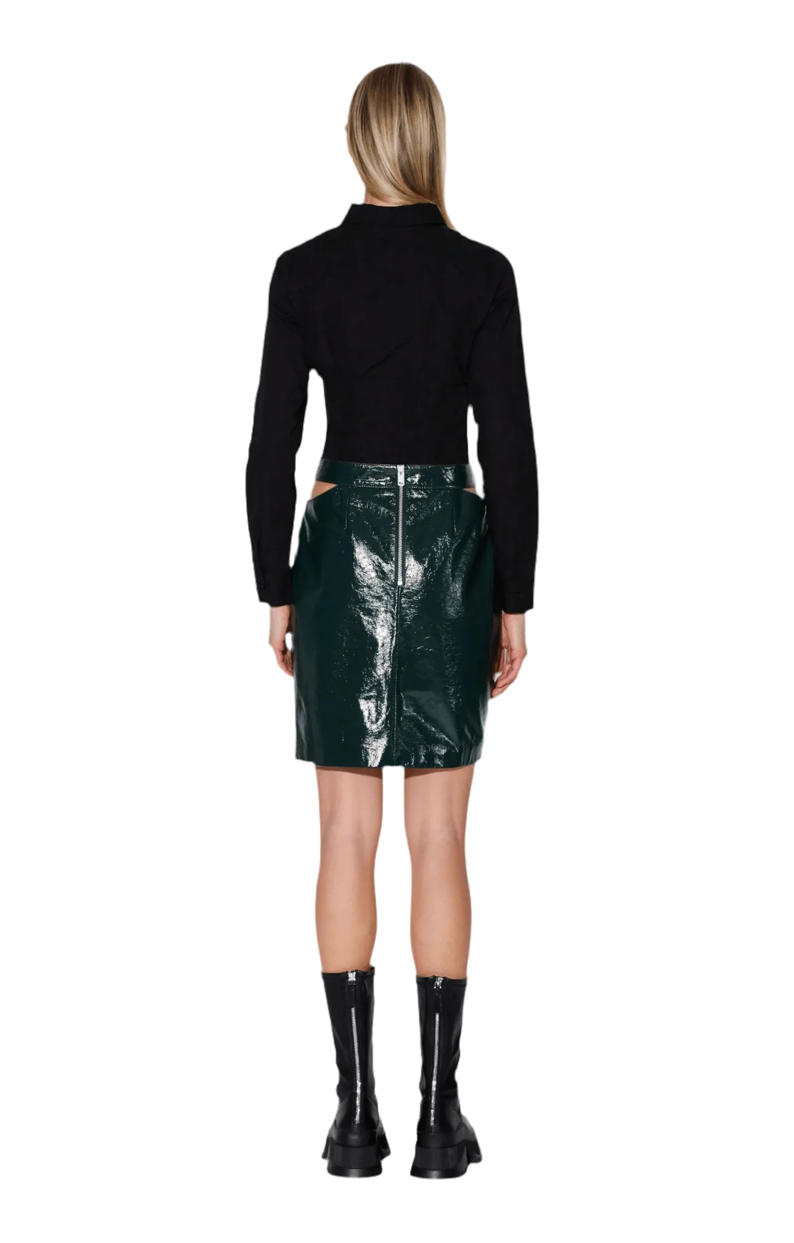 Walter Baker Viola Leather Skirt in Hunter Patent