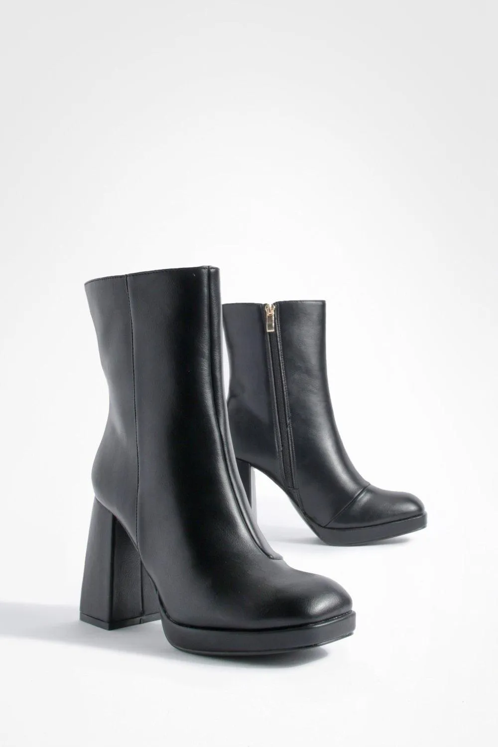 Wide Width Platform Block Heel Boots