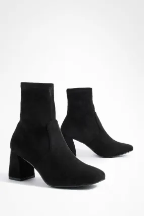 Wide Width Square Toe Block Heeled Boots