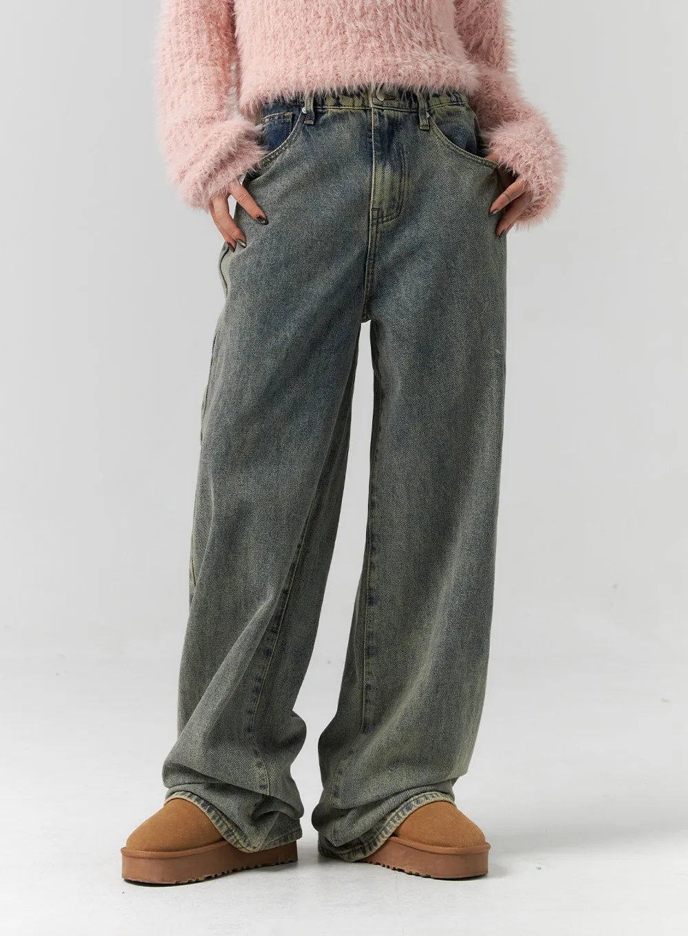 WideFit Mid Wash Jeans CS313