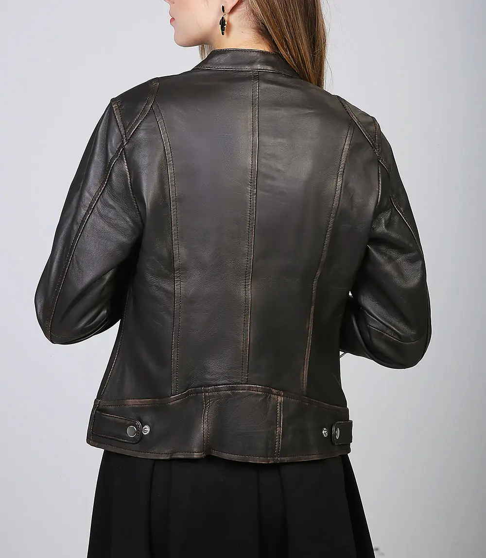 Women's Rub Off Brown Vintage Leather Jacket