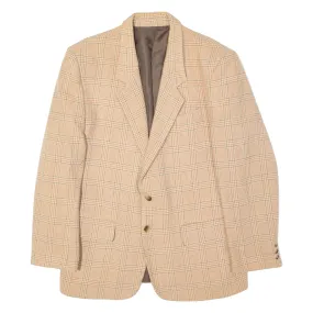 Womens Blazer Jacket Beige Wool Plaid L