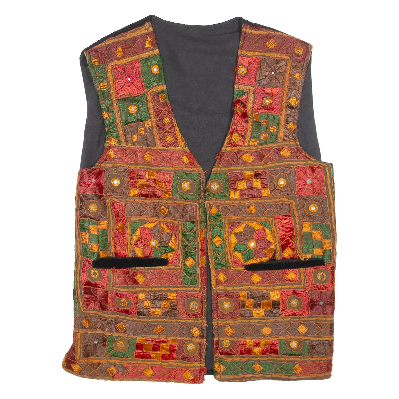 Womens Blazer Waistcoat Orange 90s Crazy Pattern M