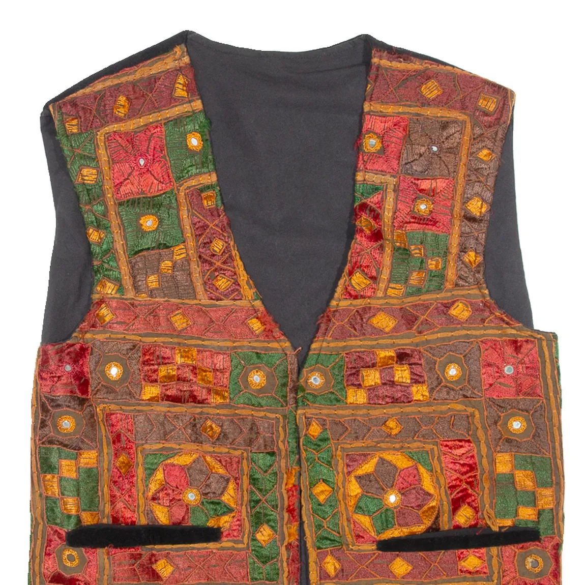 Womens Blazer Waistcoat Orange 90s Crazy Pattern M