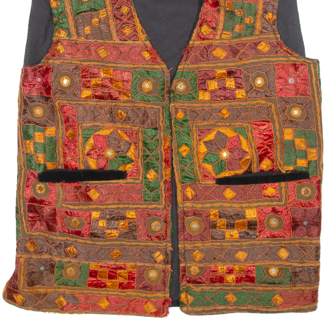 Womens Blazer Waistcoat Orange 90s Crazy Pattern M