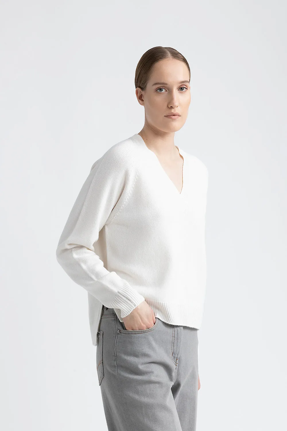 Wool, silk and cashmere sweater