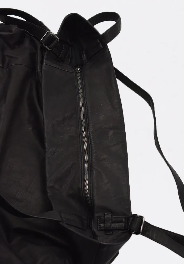 YOHJI YAMAMOTO DISCORD DA-I72-798 UNEVENNISS LEATHER TOTE BAG BLACK